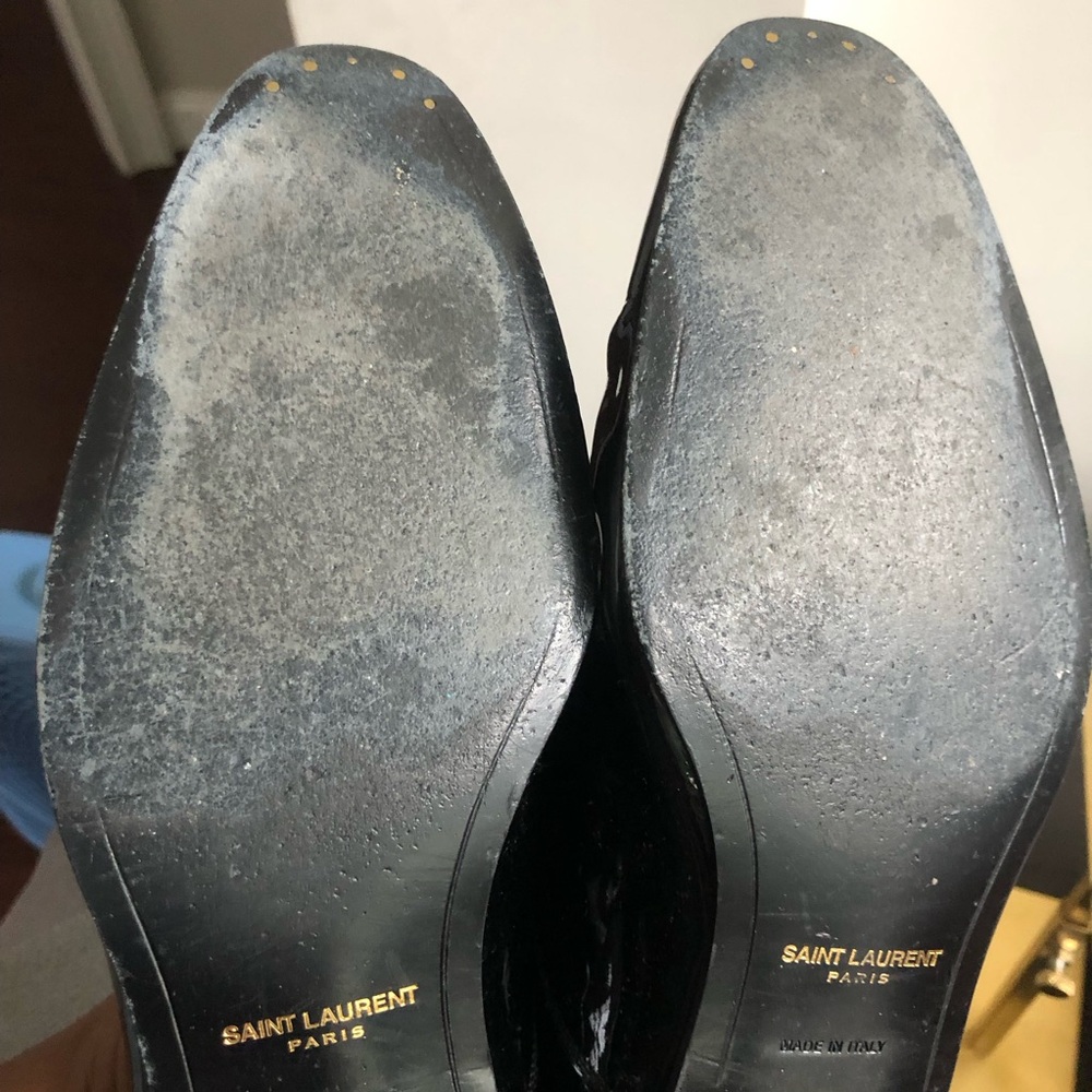 Saint Laurent Black Patent Lace Up shoes Sz 7 - Picture 9 of 11